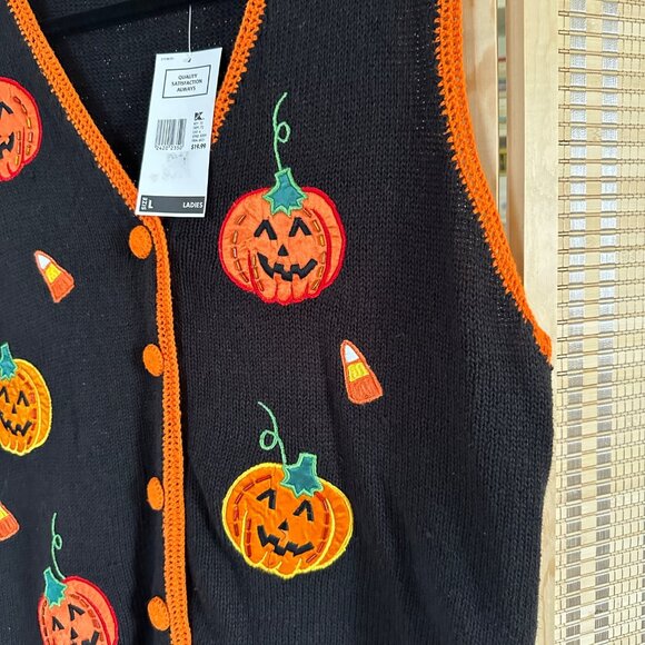 Vintage Basic Editions Halloween Pumpkin Candy Corn Embroidered  SOLD - Picture 4 of 9